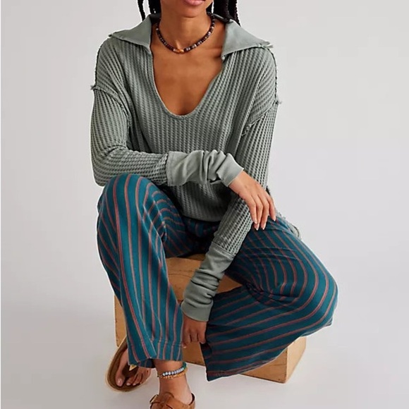 Free People Thermal Raymond Tunic Top in Washed Army - Picture 2 of 6